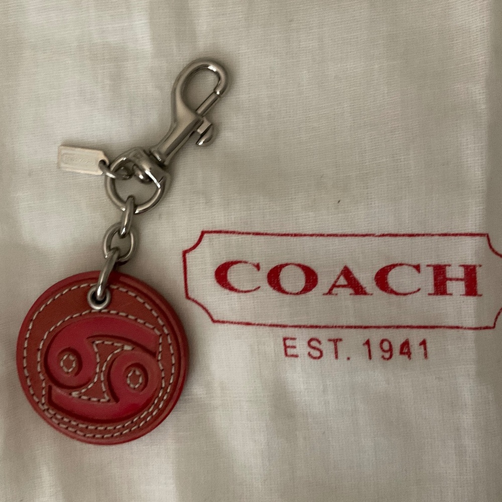 NWOT Coach Leather Cancer Zodiac Bag Charm/Keychain